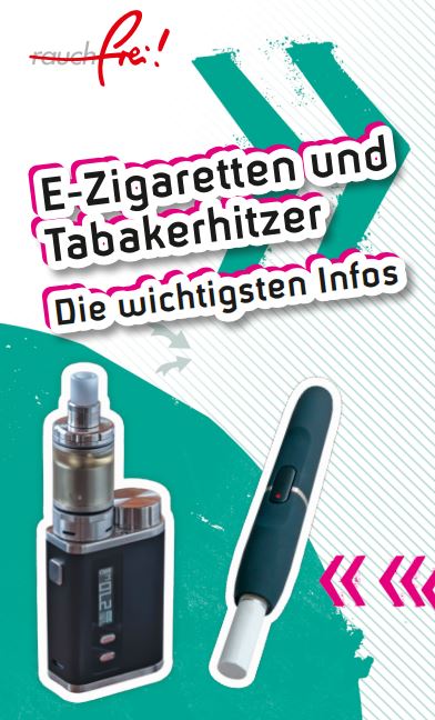 Broschüre mit Abbildung E-Zigarette und Tabakhitzer